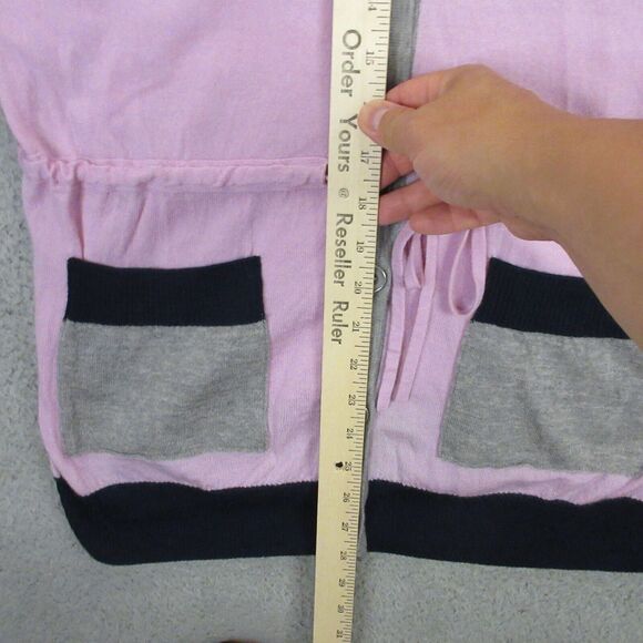ST. JOHN Hoodie Cardigan Sweater Womens size Medium Wool Color Block Pink - Picture 10 of 13